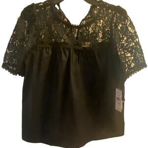 52Seven Black Short Sleeve Lace Ladies Size Small Blouse NWT